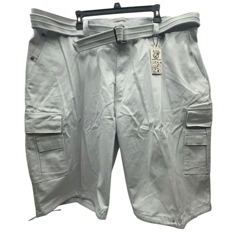 NWT BTL Beyond The Limit 46 Mens Baggy Cargo Shorts / Pants White Skater Hip Hop